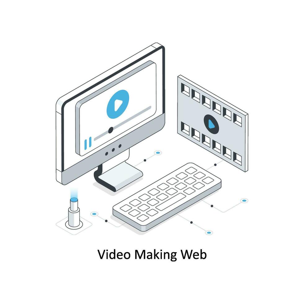 vídeo haciendo web isométrica valores ilustración. eps archivo vector
