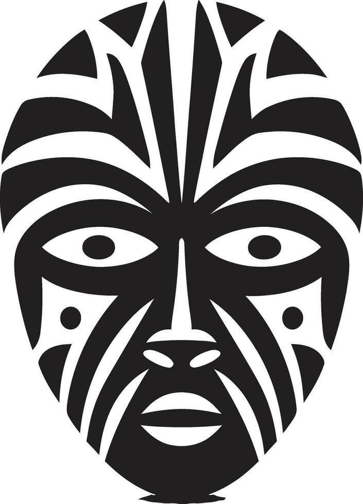 Rhythmic Symbolism African Mask Logo in Vector Echoes of Ancestral