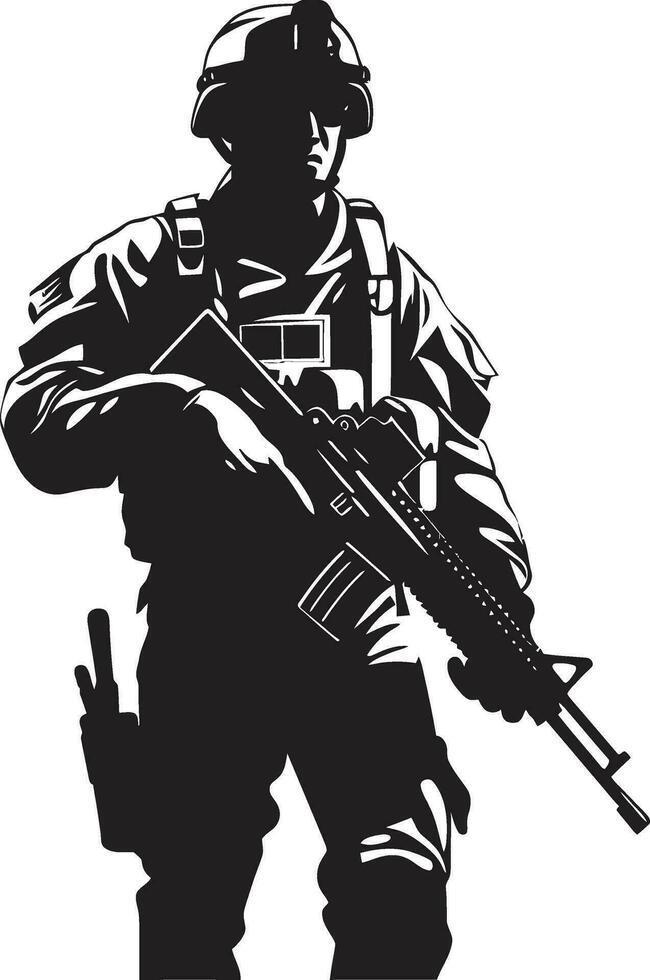 Combat Vigil Armed Forces Vector Design Soldier s Resolve Black Armyman Icon