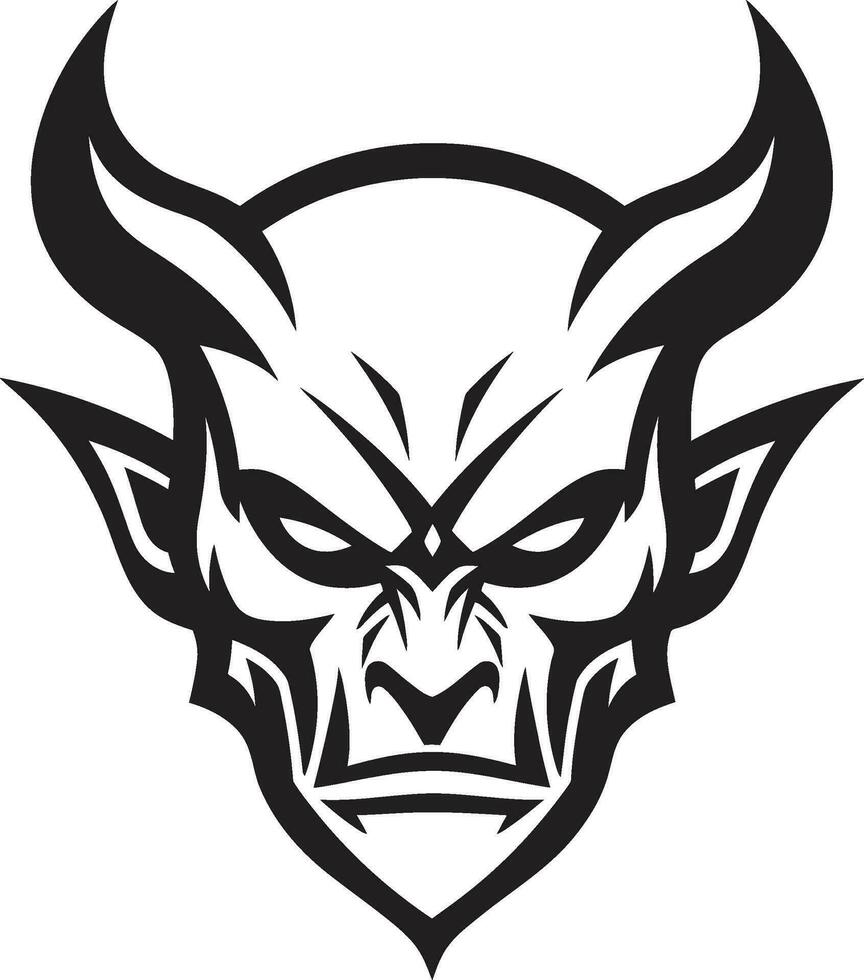 Sinister Gaze Aggressive Devil s Face in Vector Malevolent Presence Devil s Face in Bold Black Logo