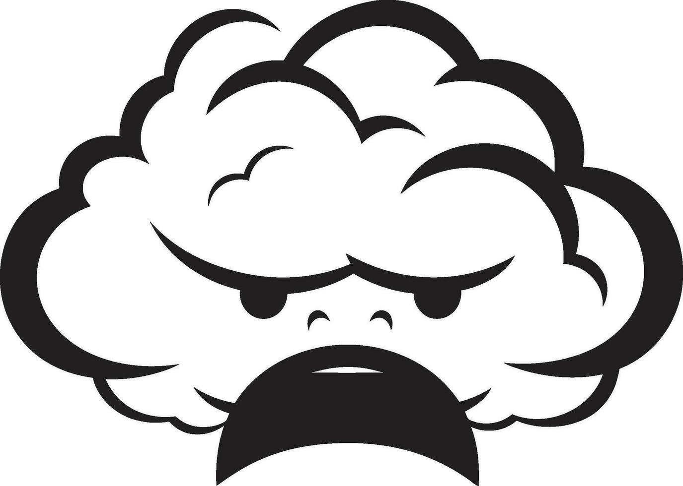 Dark Tempest Black Cartoon Cloud Emblem Raging Fury Angry Cloud Logo Design vector