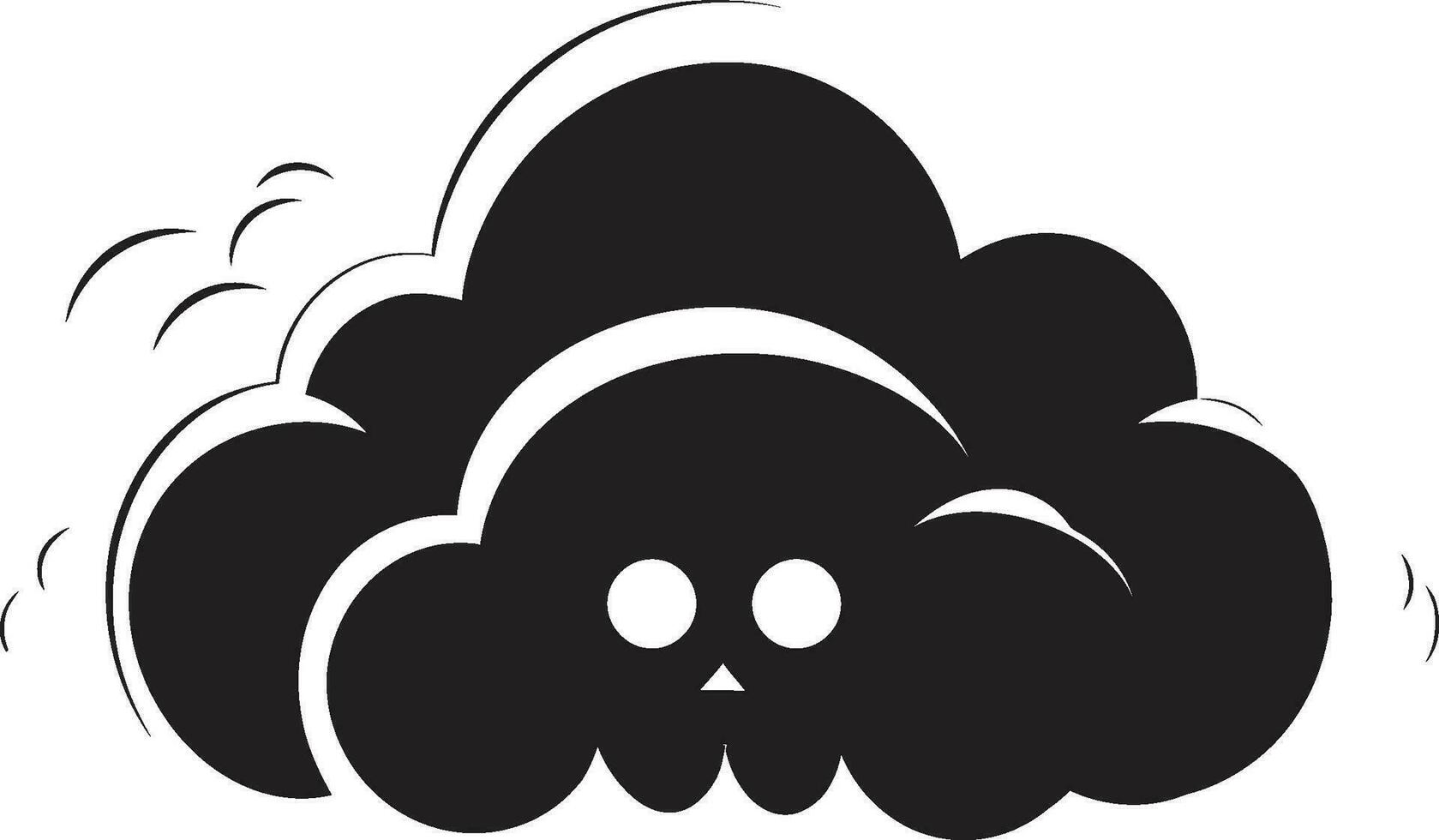 Riled Nimbus Angry Cartoon Cloud Emblem Fuming Squall Black Angry Cloud Icon vector