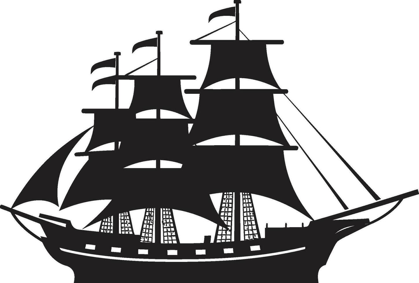 Ancient Navigator Vector Ship Emblem Mythical Sails Black Ancient Ship Logo