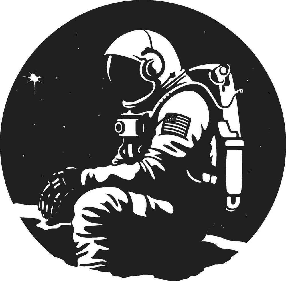 Zero Gravity Trailblazer Black Space Logo Interstellar Pathfinder Astronaut Helmet Icon vector