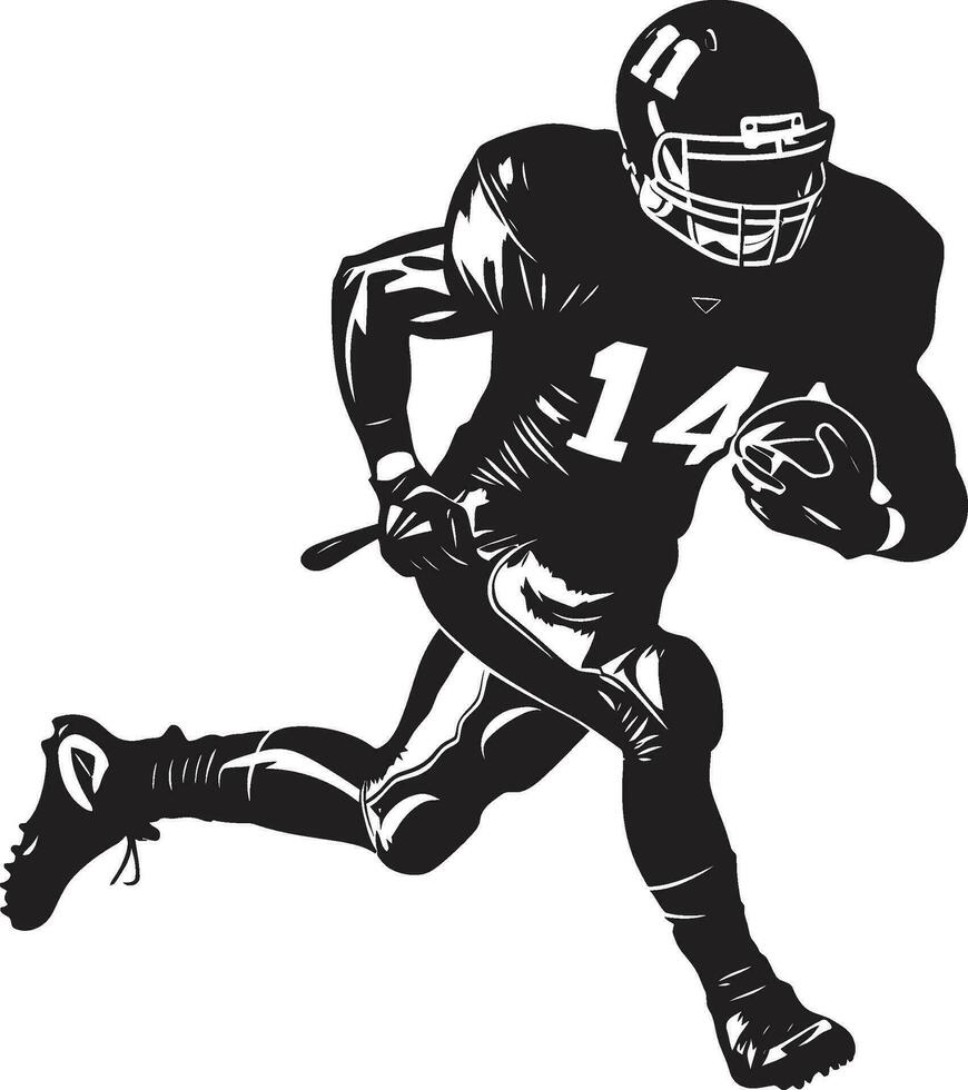 Athletic Power Vector Football Player Sports Champion American Football Icon in Black