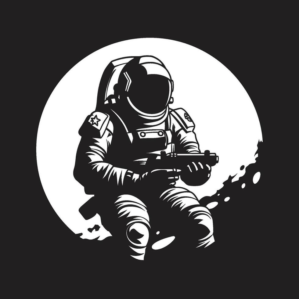 cosmos pionero negro casco logo galáctico explorador astronauta emblema diseño vector