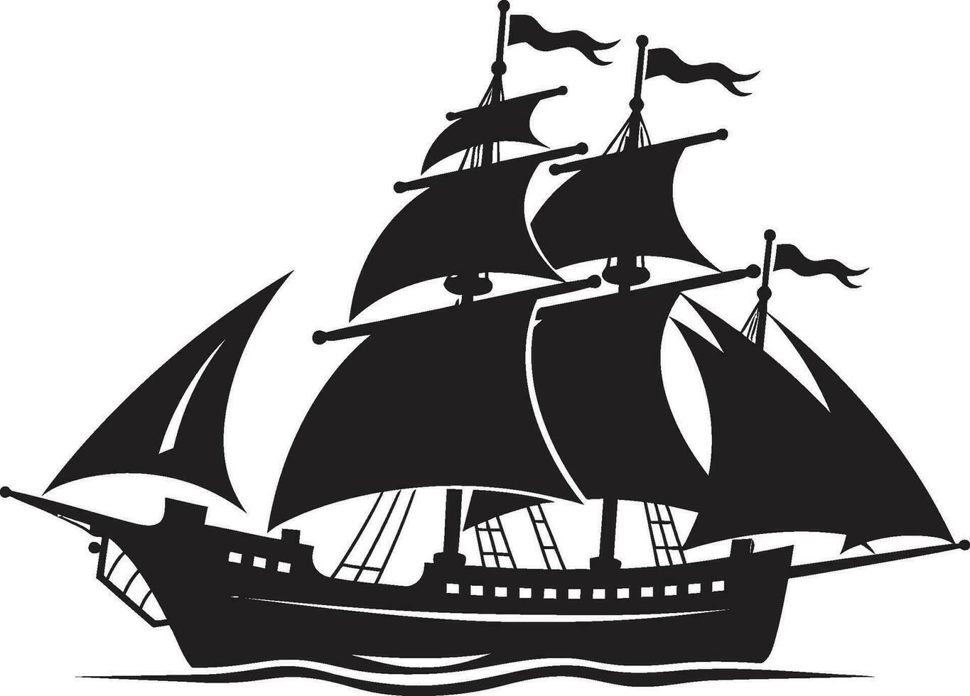 Historic Galleon Black Ship Emblem Aged Odyssey Vector Ancient Ship