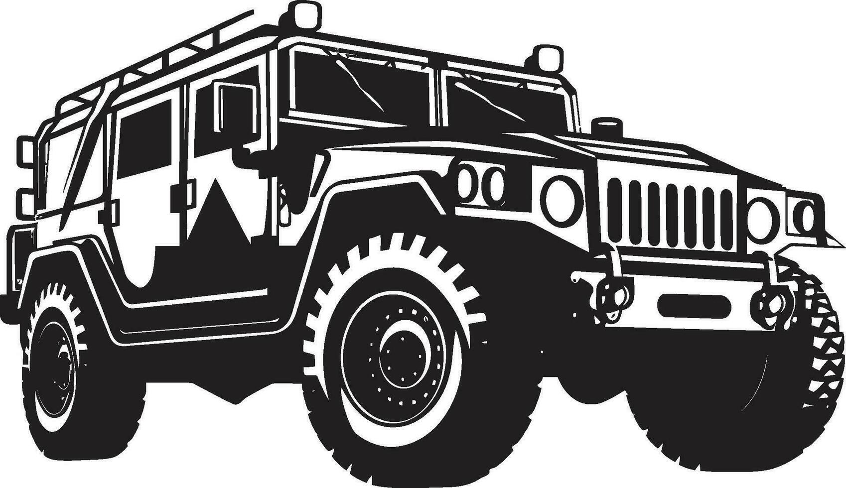 guerrero s paseo Ejército 4x4 emblemático icono guardián vagabundo negro Ejército transporte logo vector