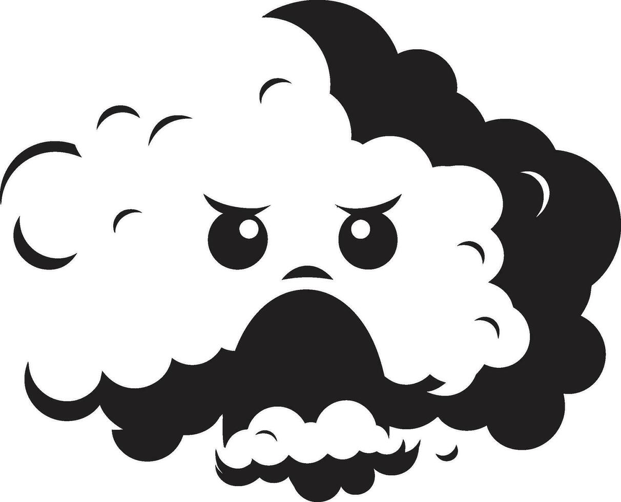 Thunder Fury Vector Angry Cloud Icon Roaring Squall Black Cartoon Cloud Emblem