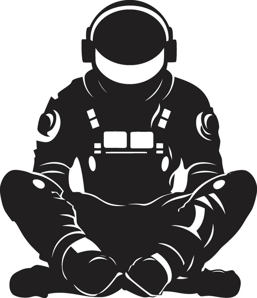 orbital viajero negro astronauta emblema estelar navegador vector astronauta símbolo