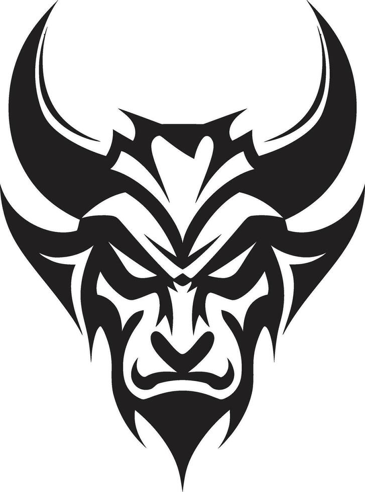 Maleficent Stare Devil s Face Vector Icon Diabolical Fury Vector Black Icon of Aggressive Devil s Face