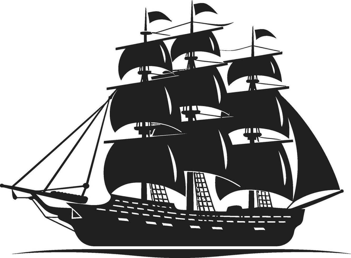 Ancient Voyager Vector Ship Emblem Timeless Maritime Black Ship Logo