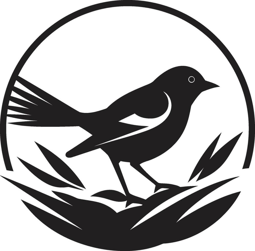 con alas artesano vector nido emblema aéreo anidamiento negro pájaro icono diseño