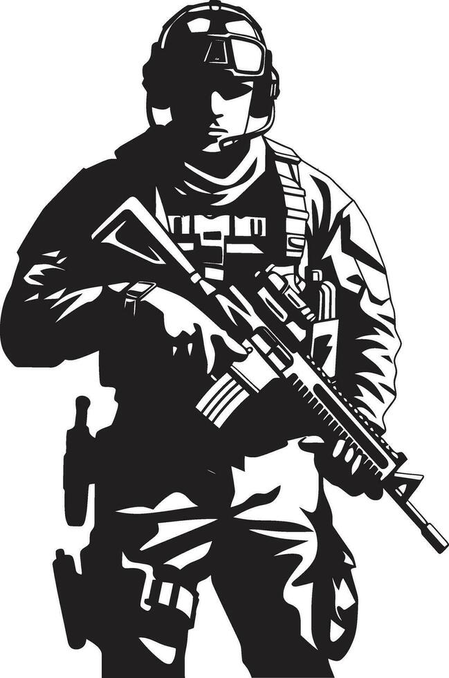 Combat Sentinel Vector Armyman Logo Tactical Guardian Armed Forces Emblem