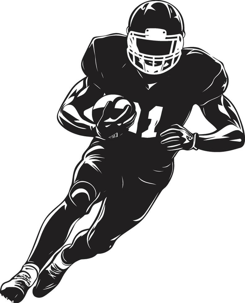 Victory Stance Black Football Icon Design Dynamic Athlete American Football Player Emblem vector