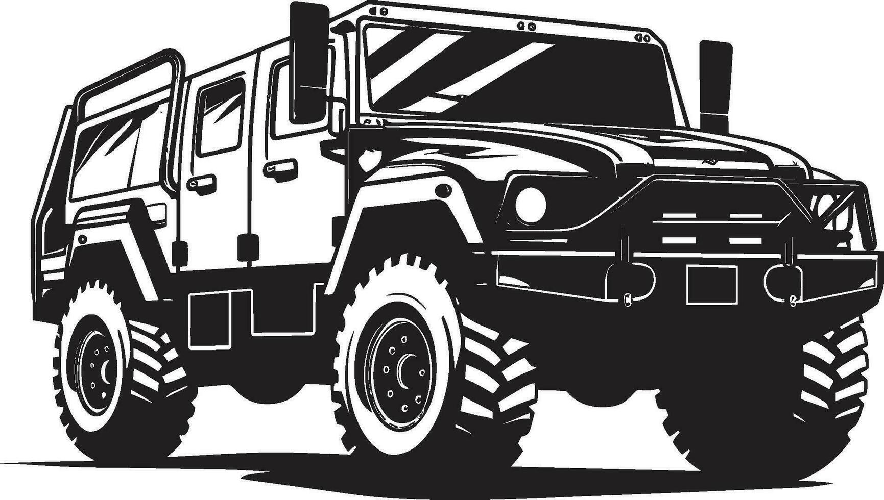 militar pionero 4x4 negro emblema batalla Listo transporte vector logo diseño