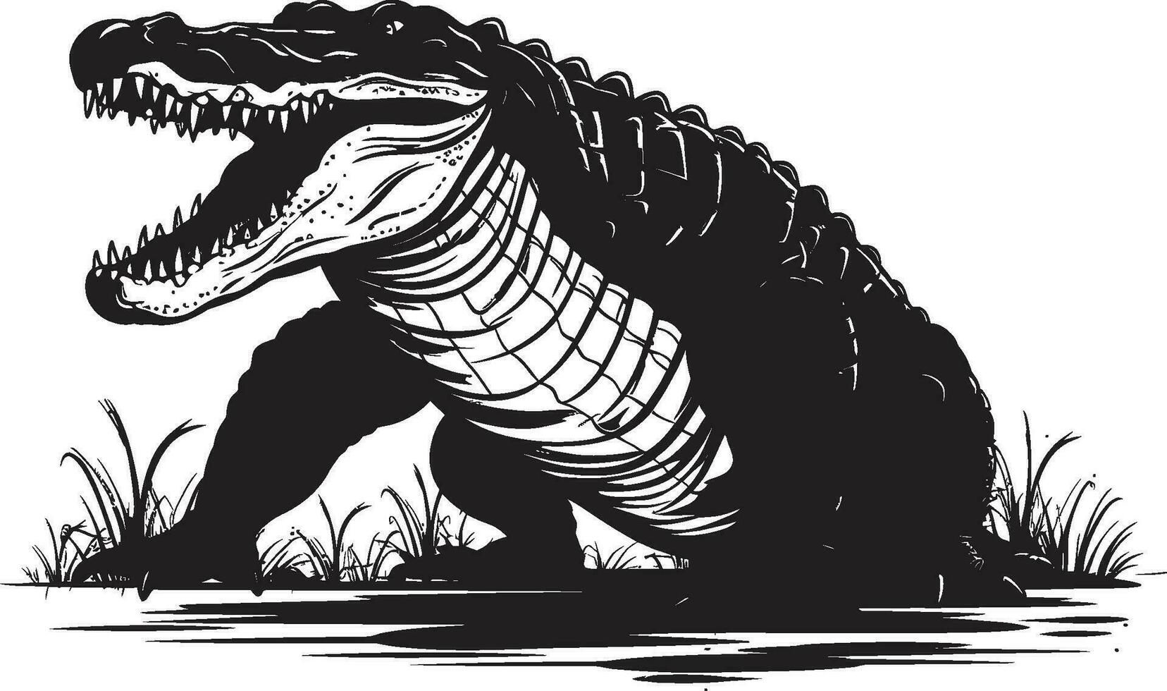 Lurking Sovereign Vector Alligator Icon River Guardian Black Alligator Emblem Design
