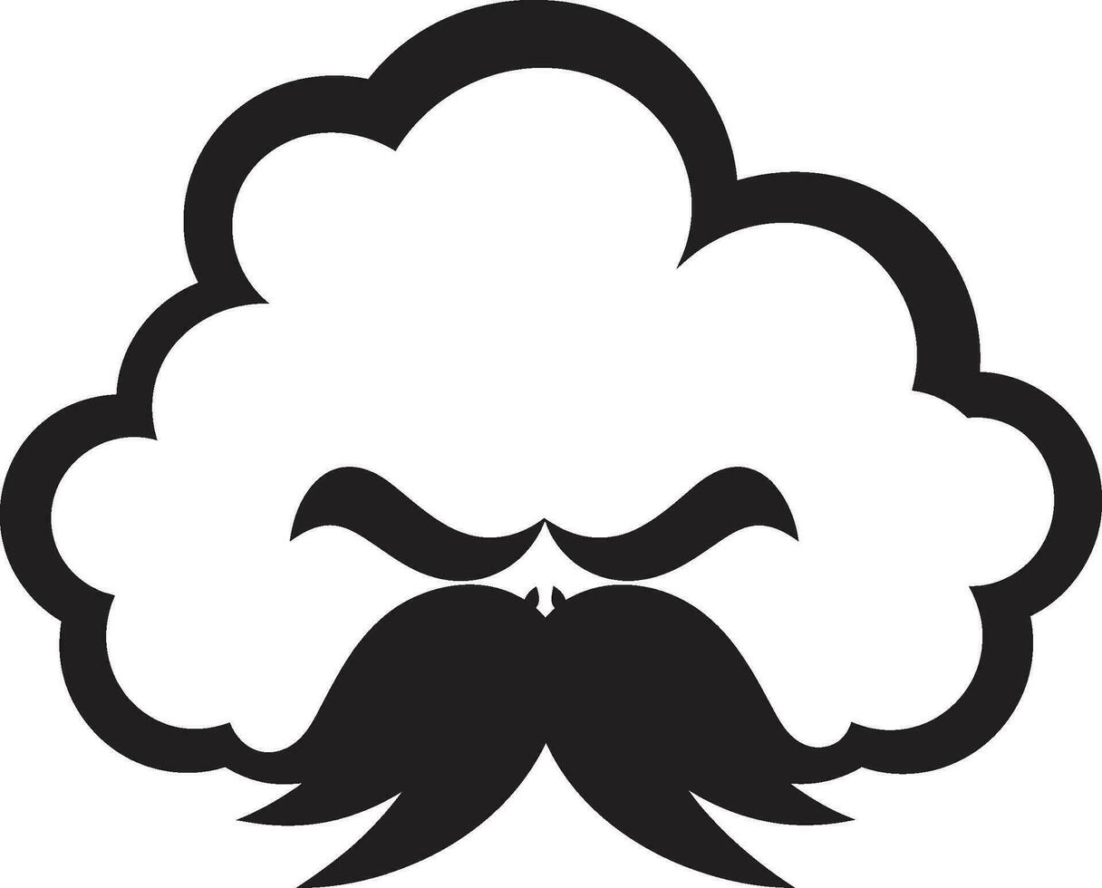 Brooding Squall Black Cartoon Cloud Icon Angry Cyclone Angry Cloud Logo Design vector