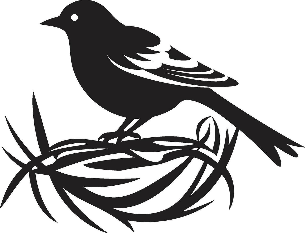 Aviary Maven Black Bird Nest Icon Nest Weaver Vector Icon Design