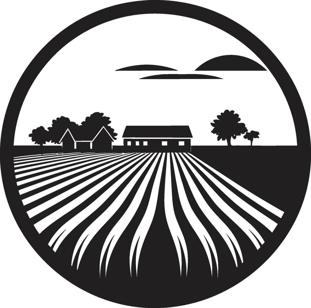 Fields of Radiance Black Vector Logo for Country Living Nature s Retreat Agricultural Farmhouse Icon