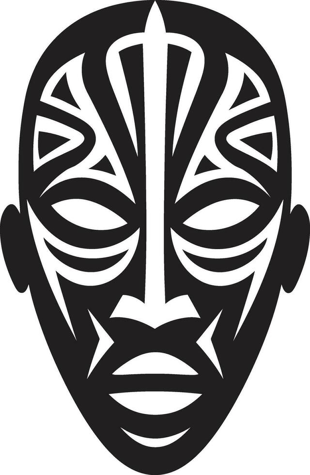 Ethnic Heritage African Mask Emblem Tribal Impression Mask Icon in Vector