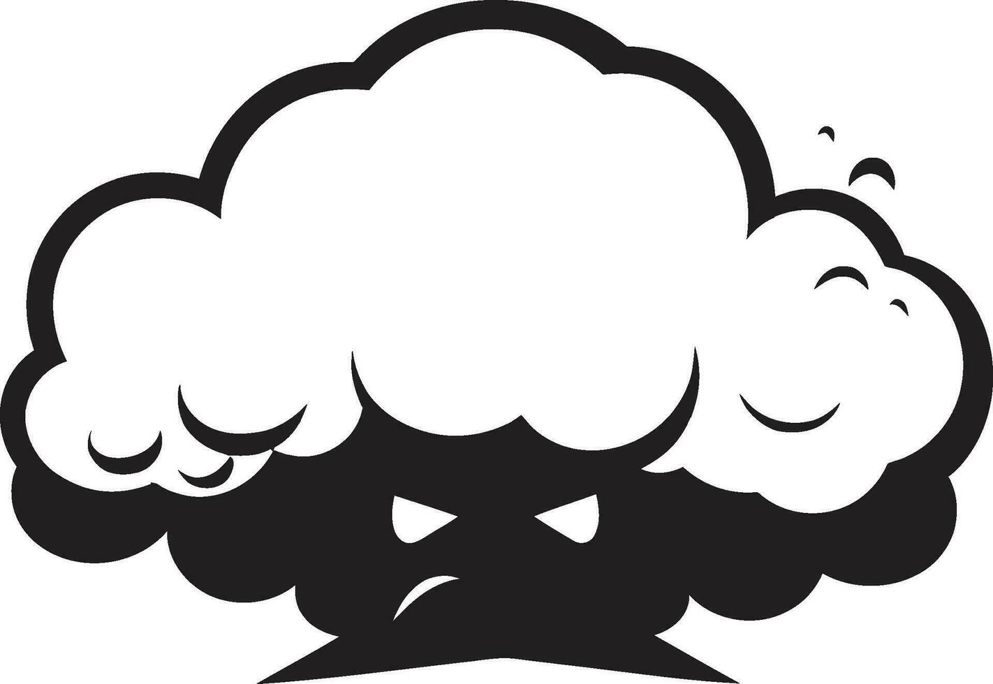 Raging Thunderhead Vector Angry Cloud Design Brooding Squall Black Cartoon Cloud Icon