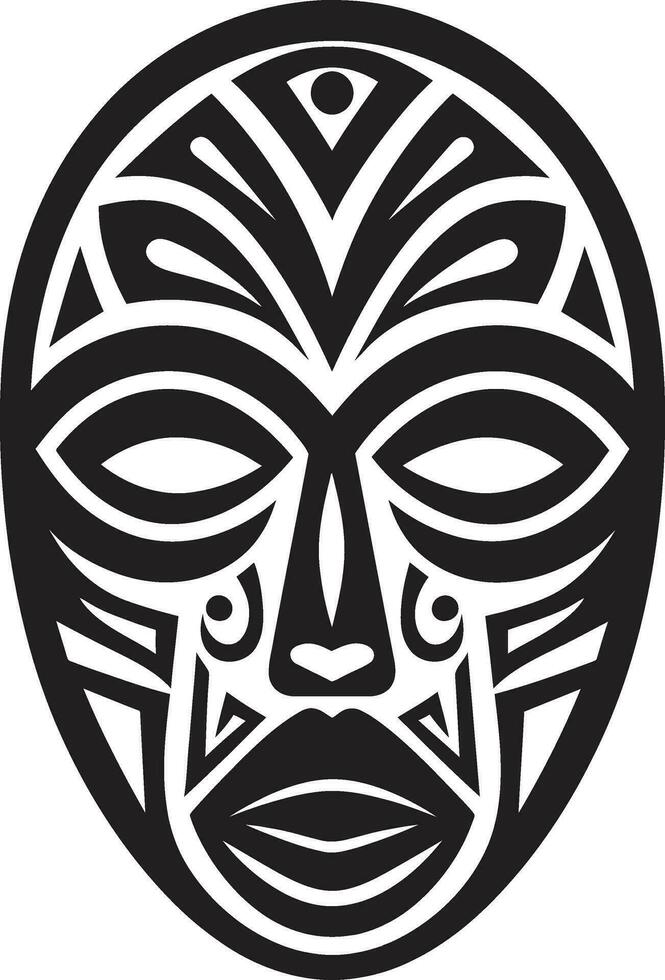 Ancestral Impression Vector Tribal Emblem Ritualistic Echoes Black Mask Vector Icon