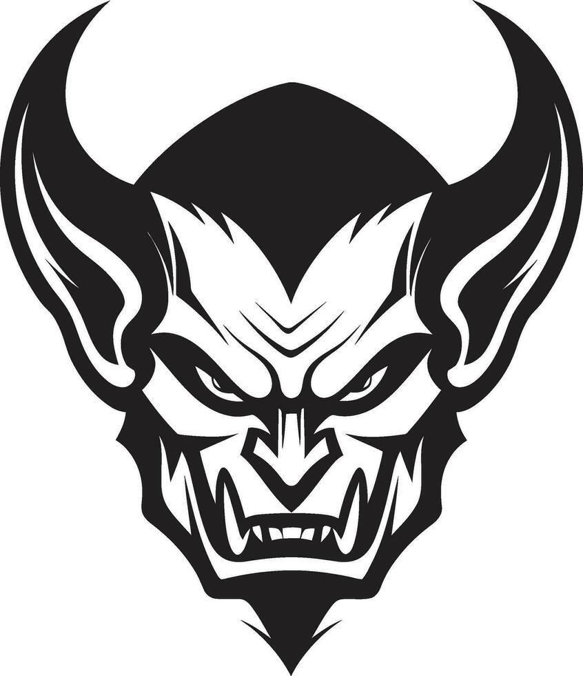 Hellish Gaze Aggressive Devil Vector Logo Sinister Impression Black Devil s Face Icon