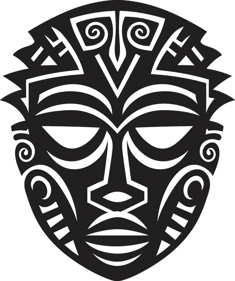 Intricate Legacy African Tribal Mask Emblem Design Sacred Tradition Vector Logo of African Tribe Mask
