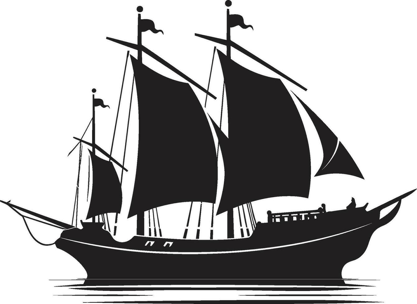 Timeless Sailing Ancient Ship Emblem Legendary Voyage Black Ship Vector