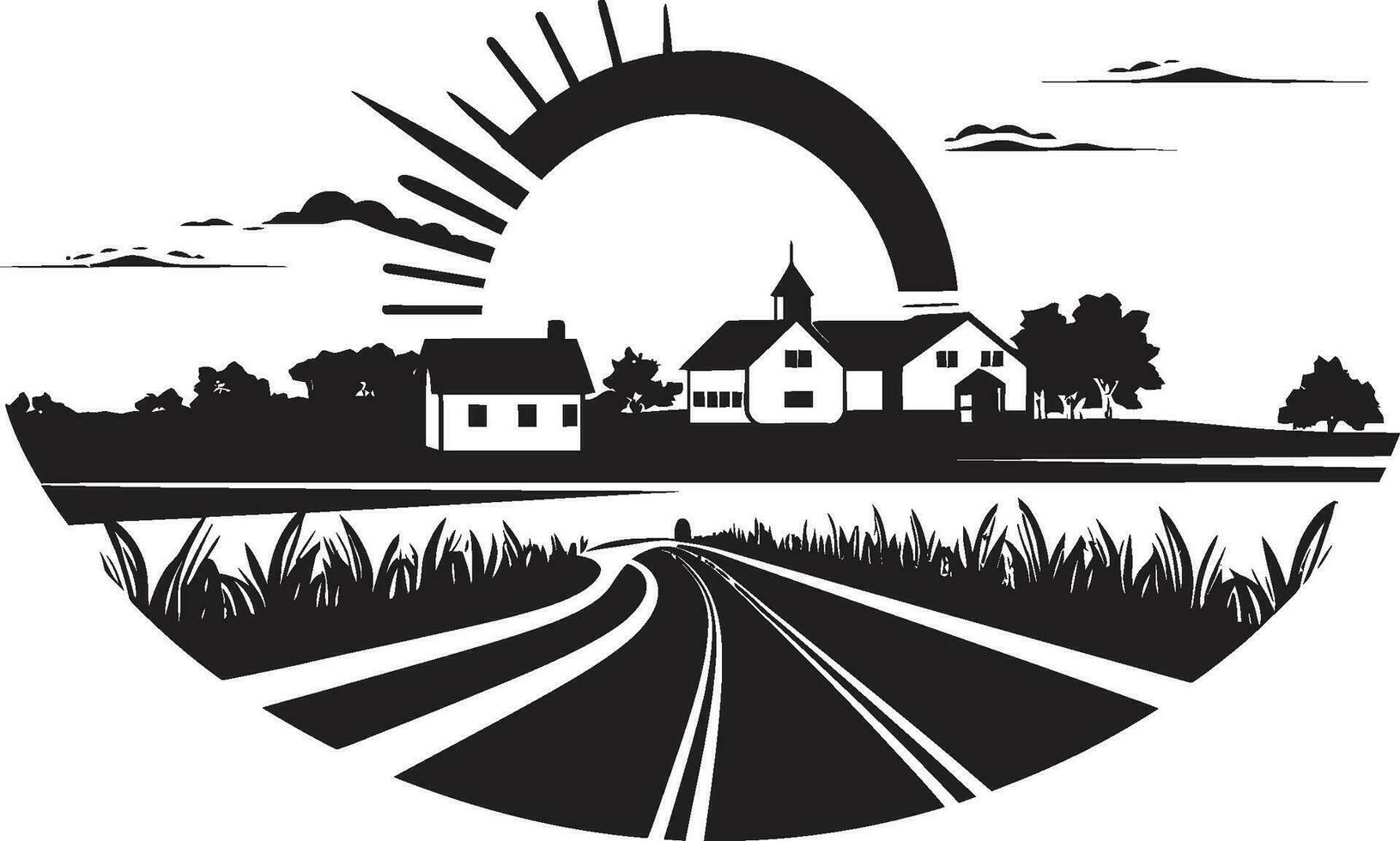 Farmstead Essence Black Vector Emblem Homestead Tranquility Farmhouse Icon