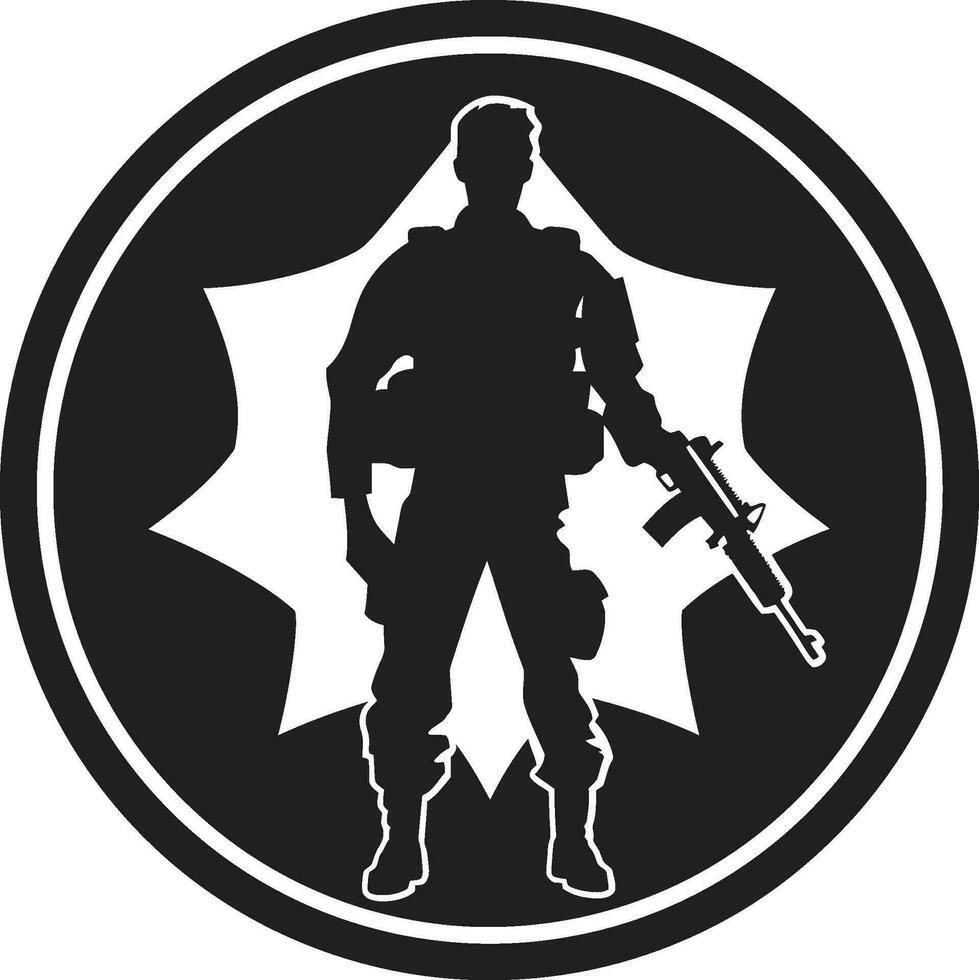 defensor s resolver armado hombre negro emblema estratégico defensor negro vector hombre del ejército logo