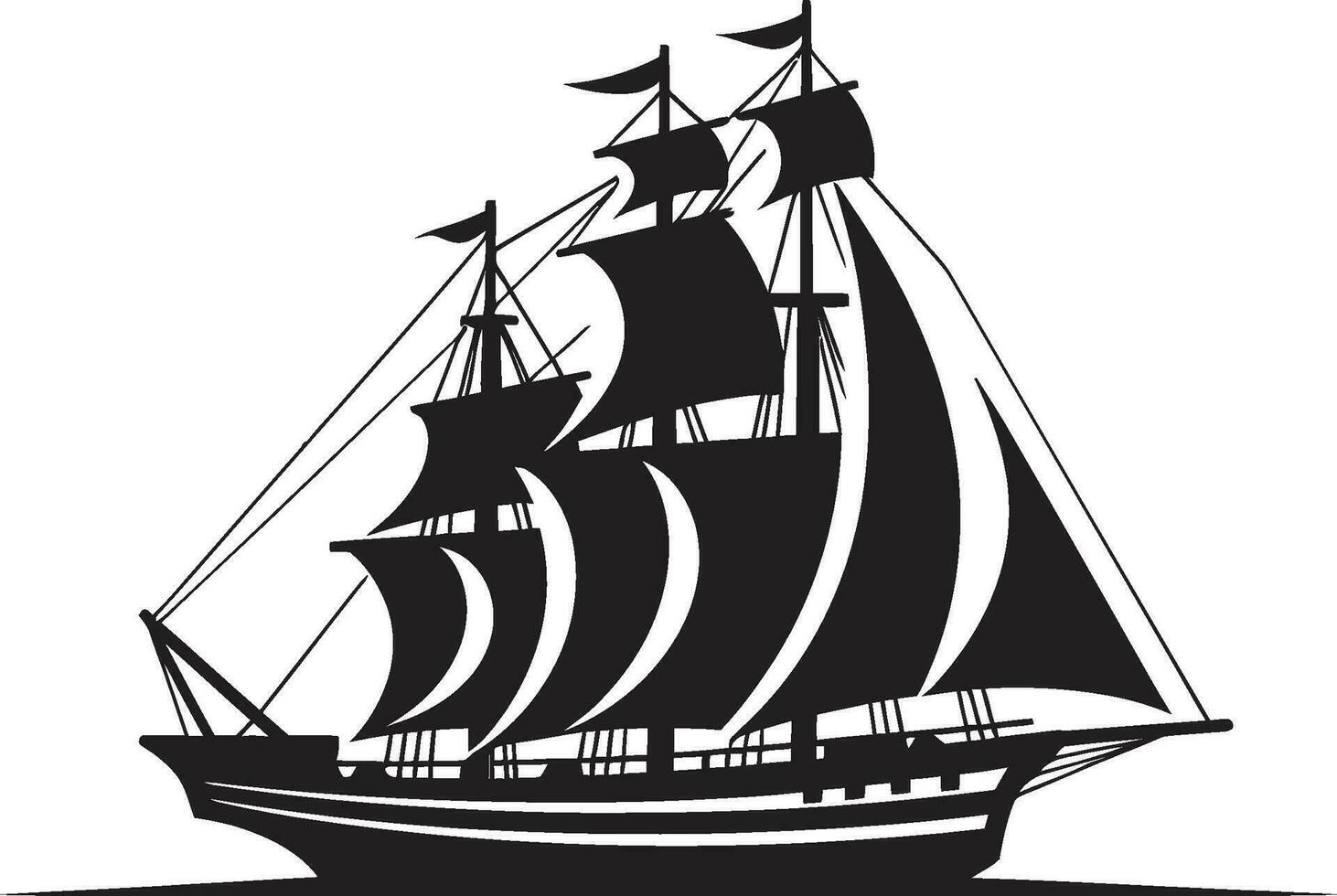 Weathered Seafaring Black Ship Vector Vintage Legacy Vector Ancient Ship