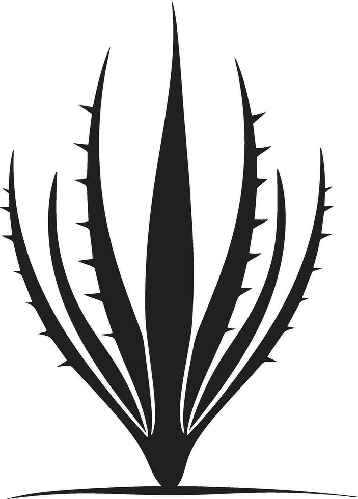 Herbal Renewal Vector Aloe Plant Emblem in Black Aloe Elegance Black Vector Emblem for Plant Logo