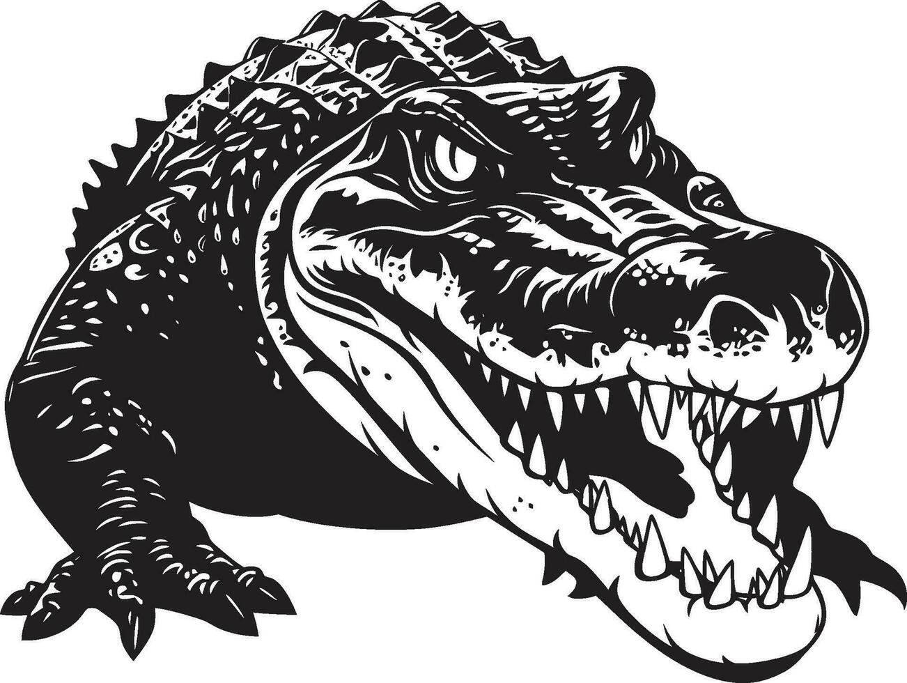 Fierce Hunter Vector Alligator Emblem Design Primeval Predator Black Alligator Icon