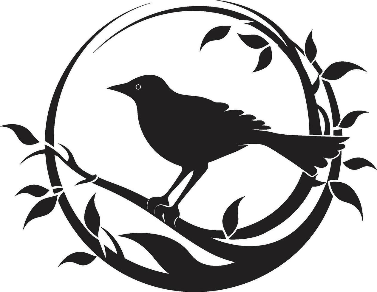 Feathered Nesting Vector Bird Icon Nest Creator Black Bird Emblem