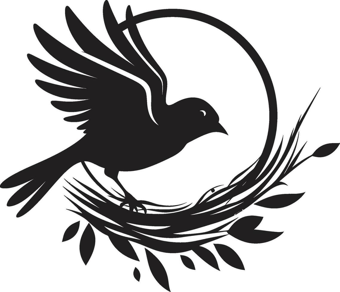 pájaro s refugio vector nido logo pajarera constructor negro pájaro icono