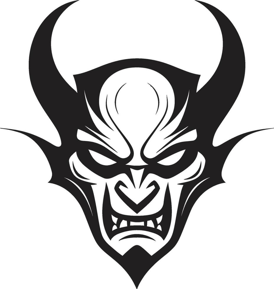Satanic Fury Aggressive Devil Vector Emblem Malevolent Grin Black Devil s Icon Design