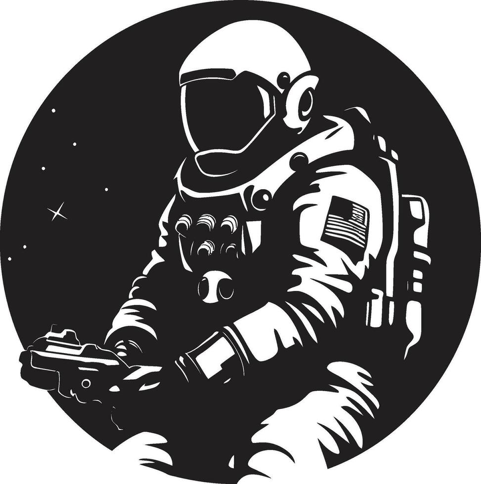 Space Explorer Astronaut Emblematic Vector Cosmic Journey Black Astronaut Logo Icon