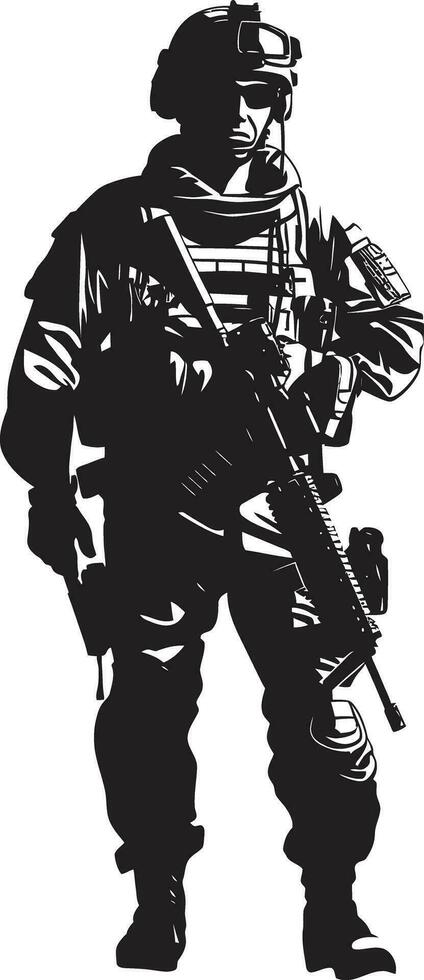 militante precisión armado efectivo emblema diseño guerrero valor negro vector soldado logo