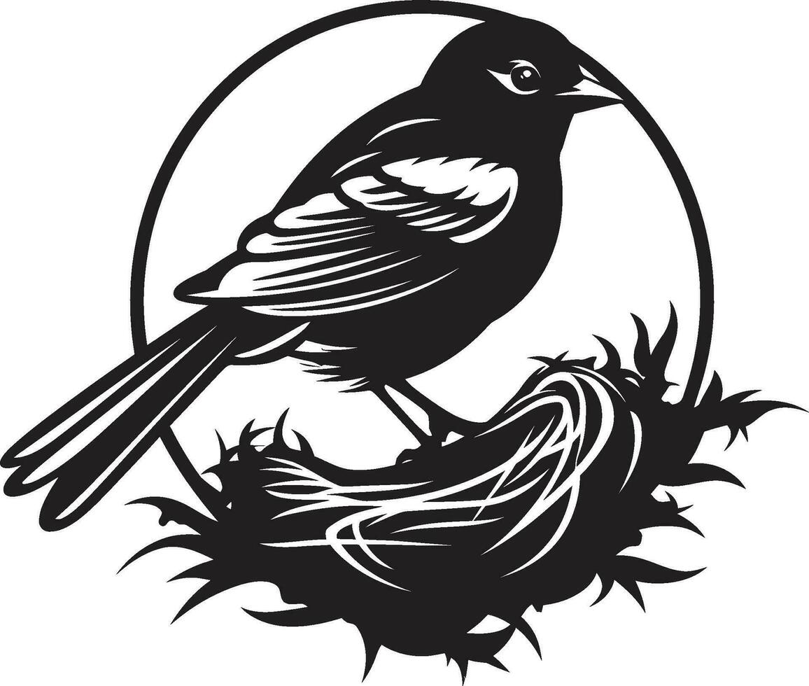 NestCraft Vector Bird Iconic Emblem Avian Artistry Black Nest Logo Design