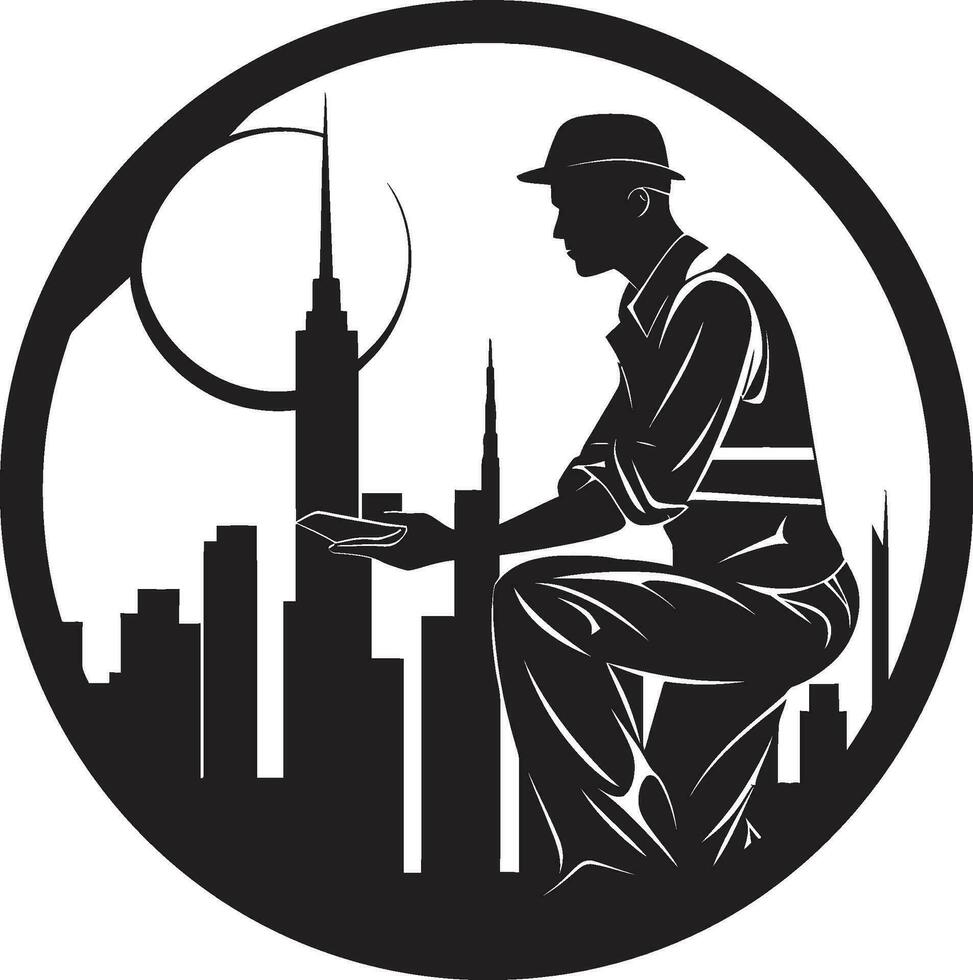 Structure Maven Black Man Icon Design Architectural Maestro Vector Black Logo Icon