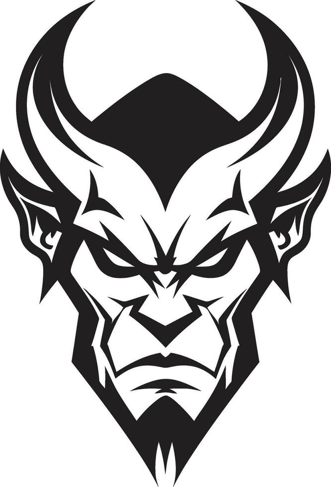 Diabolic Menace Vector Black Logo of Devil s Face Hellish
