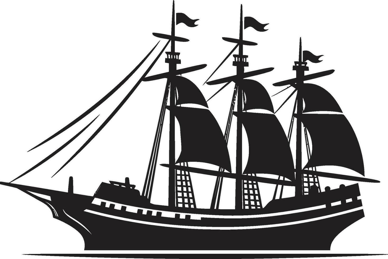 Ancient Voyager Vector Black Ship Logo Timeless Galleon Ancient Ship Icon