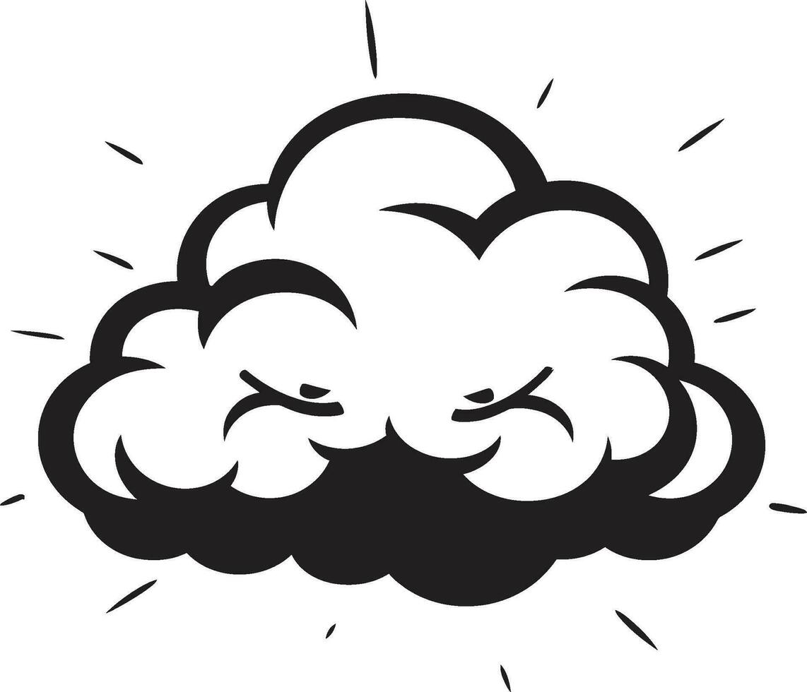 Angry Gale Angry Cartoon Cloud Icon Turbulent Tempest Vector Angry Cloud Emblem