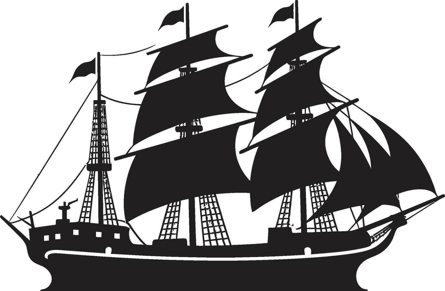 Historical Sails Black Ship Logo Icon Ancient Mariners Vector Ship Icon