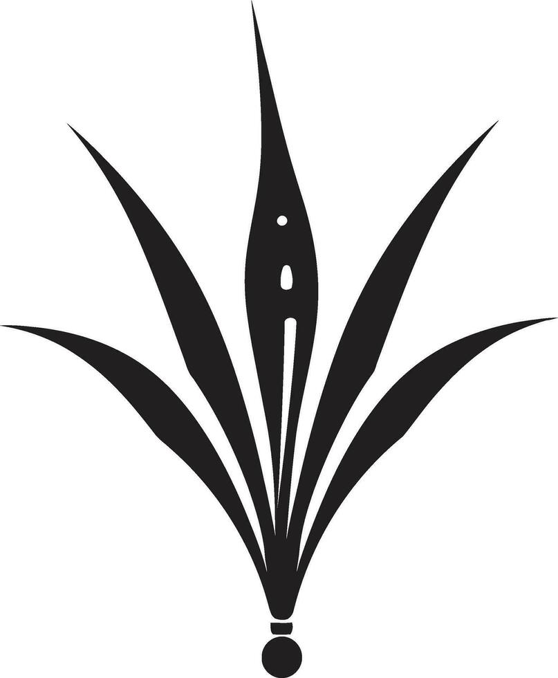 Herbal Grace Black Aloe Vector Logo Design Organic Radiance Aloe Vera Black Icon Symbol