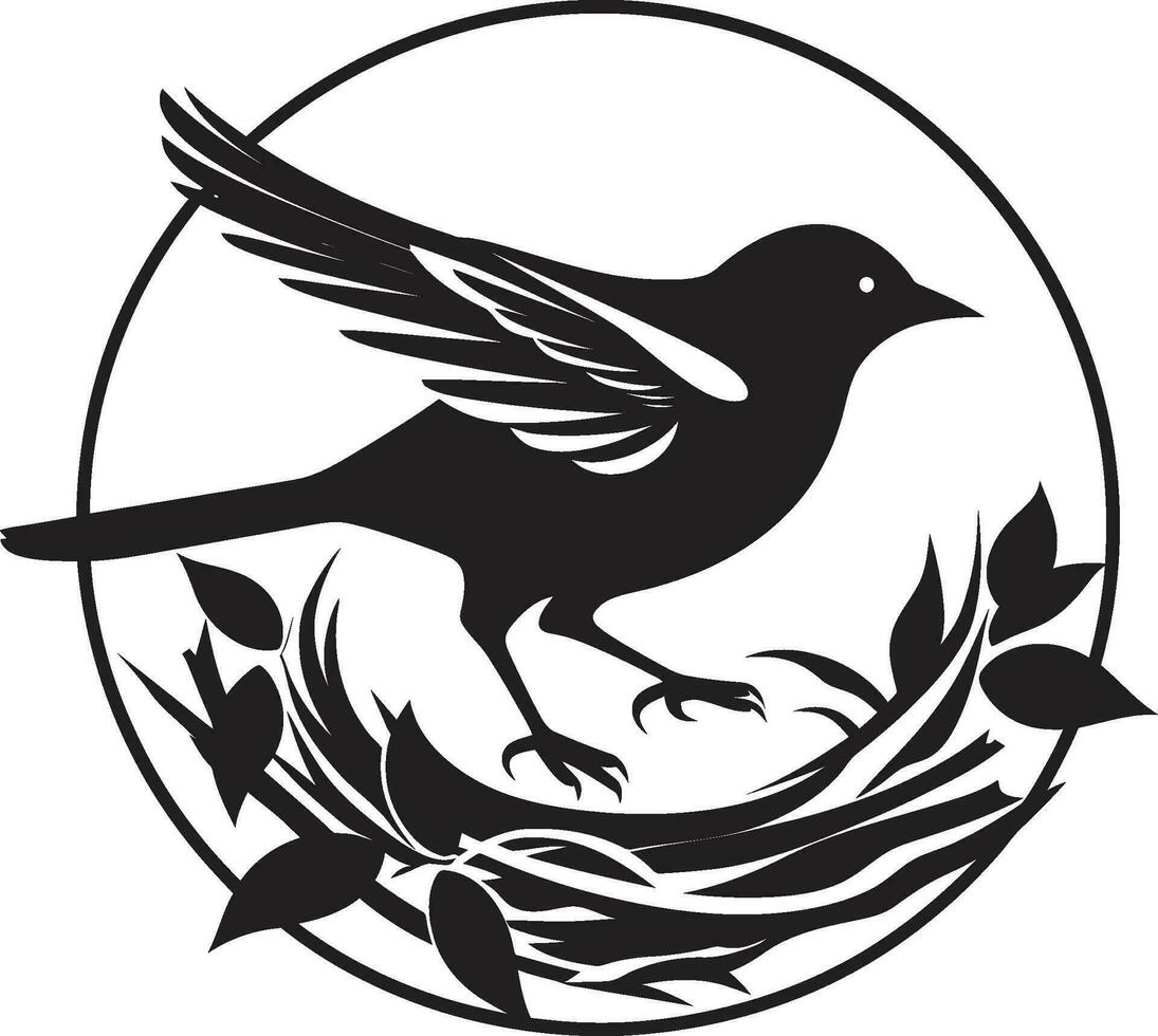 aéreo arte negro nido emblema pájaro s refugio vector nido logo