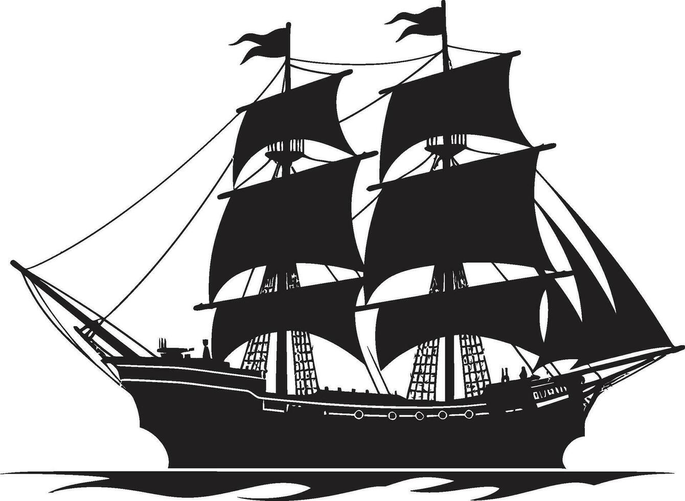 Legendary Seafarer Black Ship Vector Weathered Galleon Vector Ship Icon