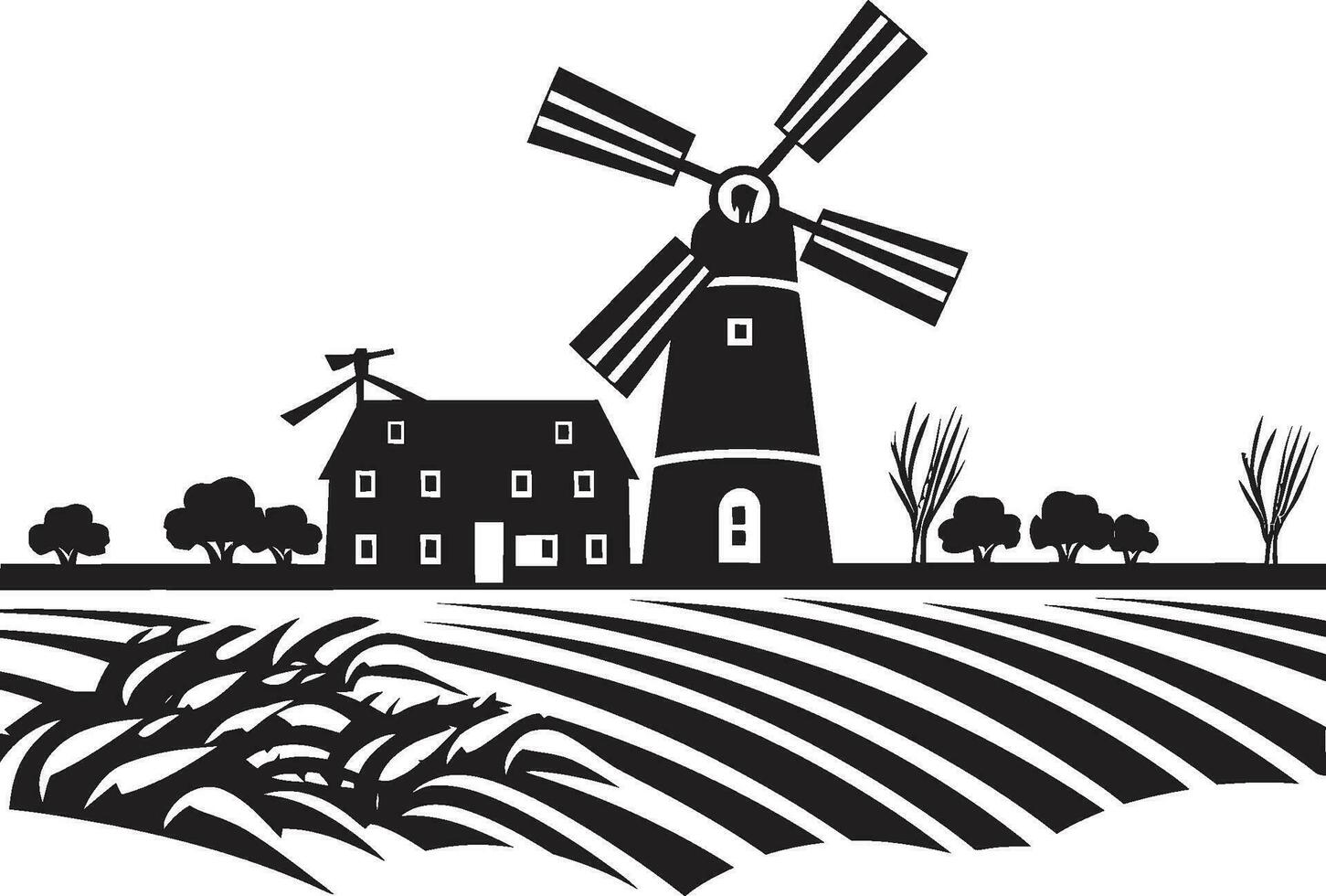 Rural Sanctuary Black Vector Logo for Agriculture Harvest Elegance Agricultural Farmhouse Emblem